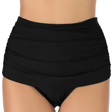 Винтажное бикини с рюшами, низ, средняя/высокая талия, купальник, женский сексуальный, из двух частей, раздельный, двойной слой, толстый материал, покрытие, полная подошва