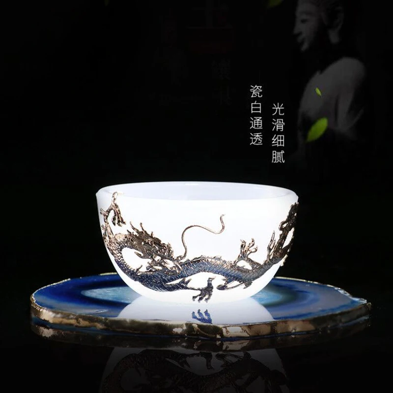 Белая высококачественная чашка из нефрита и фарфора, белая фарфоровая чашка из нефрита, персональная кофейная чашка, чайный набор кунг-фу, подарок в китайском стиле