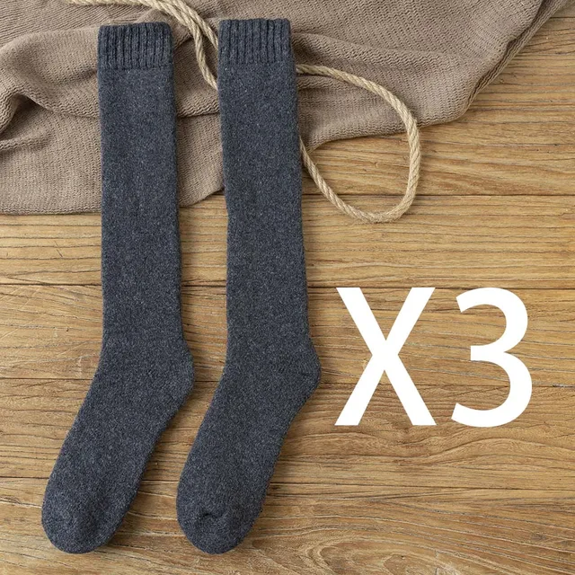 Winter Men's Knee Wool Long Socks Thick Warm Harajuku Retro Compression High Male Sock 3 Pair S2