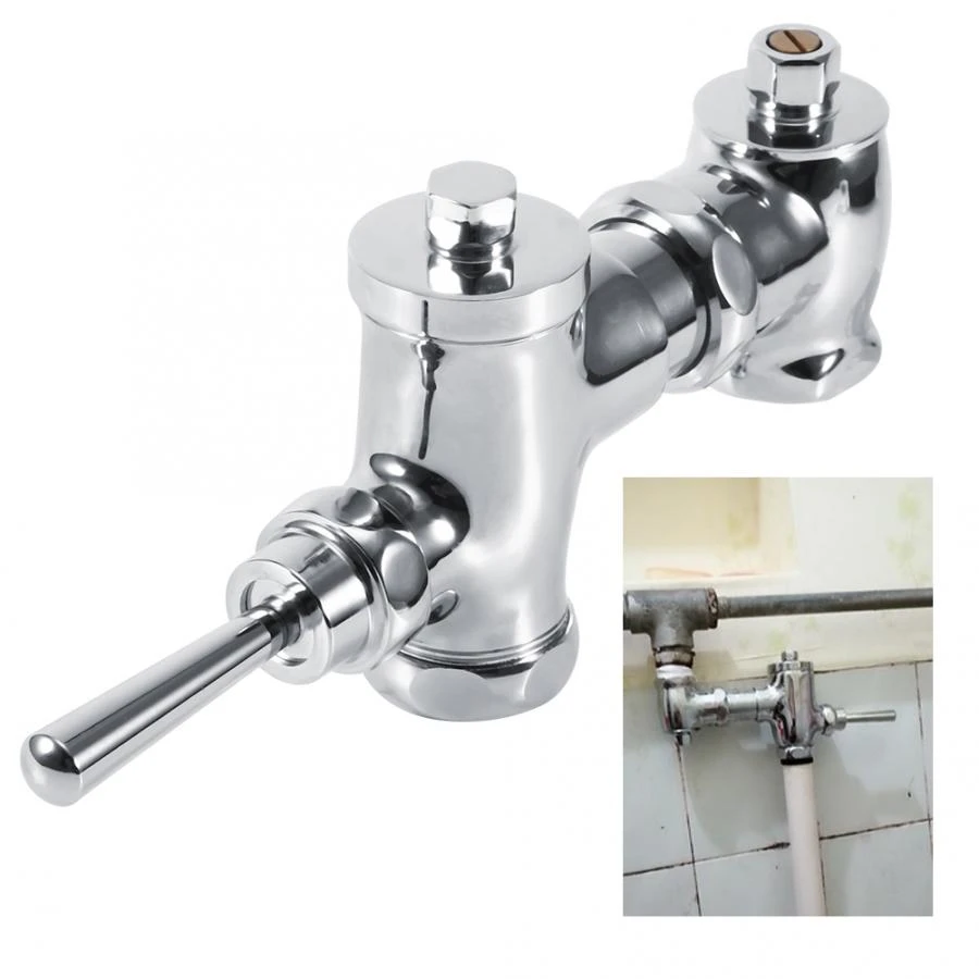 Toilet Flush Valve G1in Retractable Urinal Flush Valve Hand Pressing Type Flushing Valve for