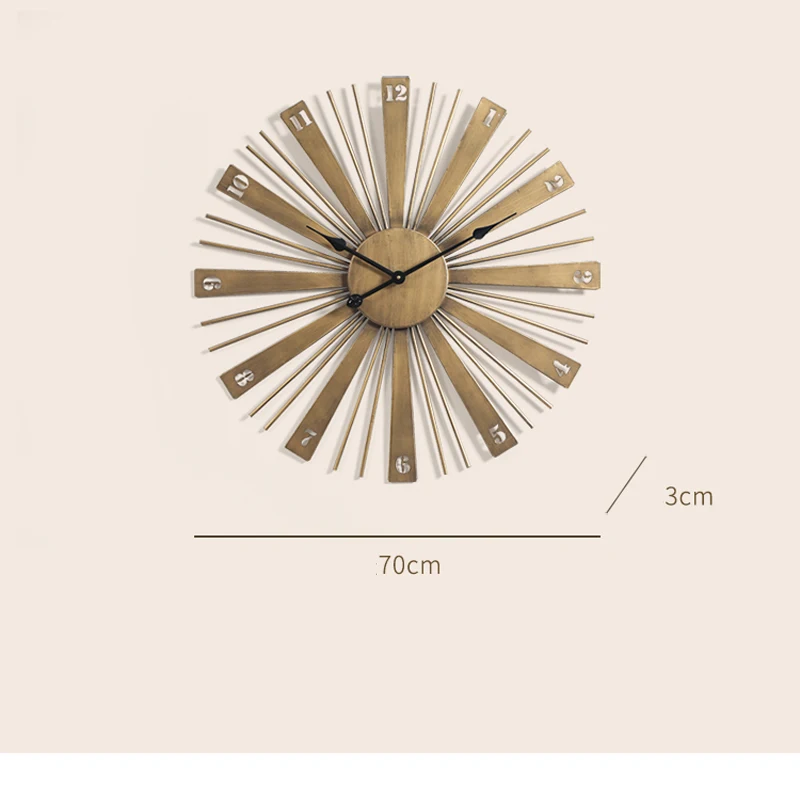 Большие металлические настенные часы современный дизайн для гостиной европейские подвесные часы Золотая железная художественная стена часы домашний Декор 70 см