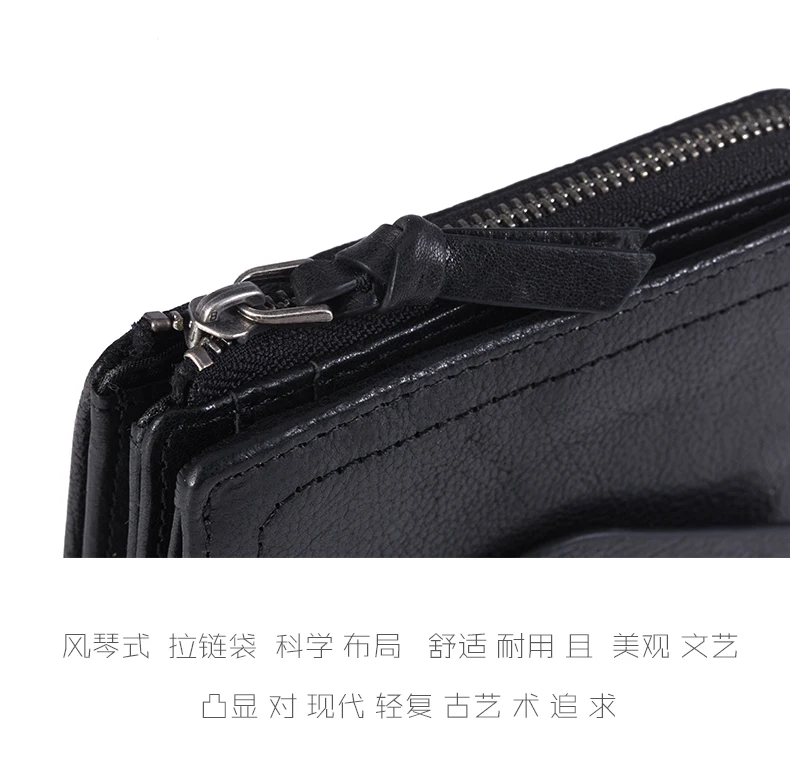 Original Vintage Men Wallets Zipper Real Leather Short Purse Small Wallet Leather Top Quality Male Money Clip Coin Bag Card Case