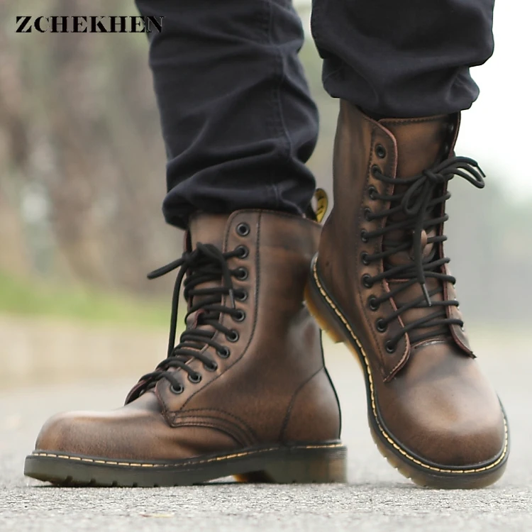 Vintage Military Combat Boots Men High Top Boots Genuine Leather Shoes Men Motorcycle Boots Riding Man Lace-up Shoes Vintage Military Combat Boots Men High Top Boots Genuine Leather Shoes Men Motorcycle Boots Riding Man Lace-up Shoes