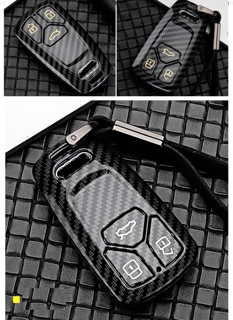 Глянцевый чехол для ключей из углеродного волокна ABS с дистанционным управлением