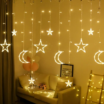 

LED lighting strings Star Curtain Lights 3.5m Fairy Lights Garland Wedding Lamp Home Garden Christmas Window Curtain Decoration