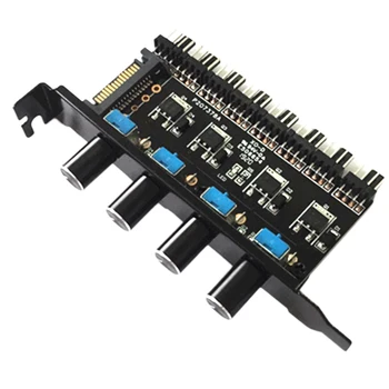 

Pc 8 Channels Fan Hub 4 Knob Cooling Fan By 12V Fan Control for Cpu Case Hdd Vga Pwm Fan Pci Bracket Power