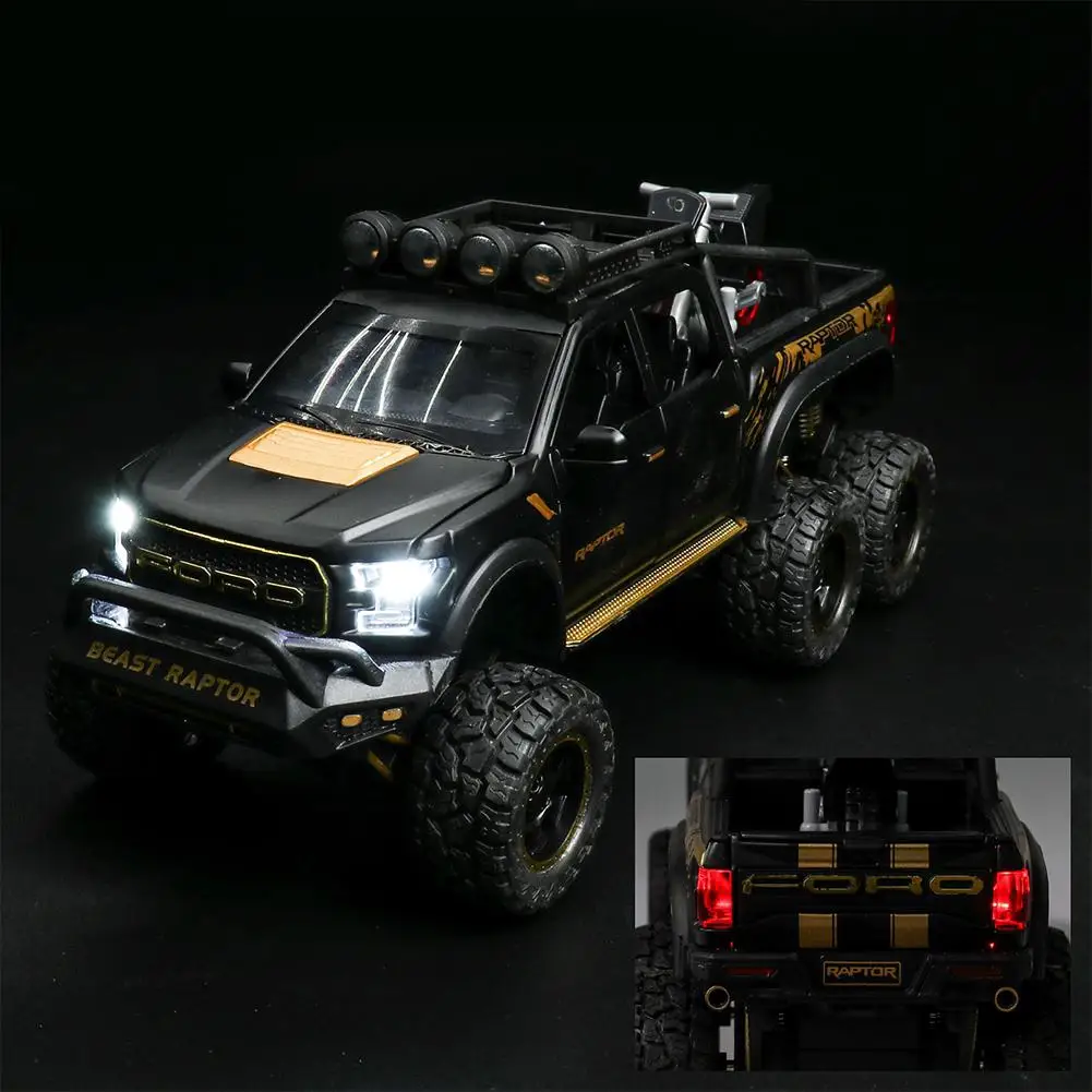 Kuulee 1:28 Ford Raptor внедорожная модель автомобиля детский возвратный силовой светильник и звуковая Автомобильная игрушка кузова выбирает высокое качество