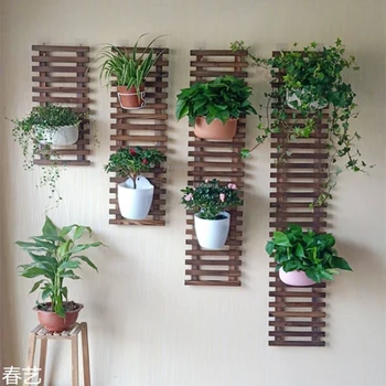 

Balcony flower stand hanging solid wood wall hanging flower shelf outdoor flower pot hanger anticorrosive wood wall hanging flow