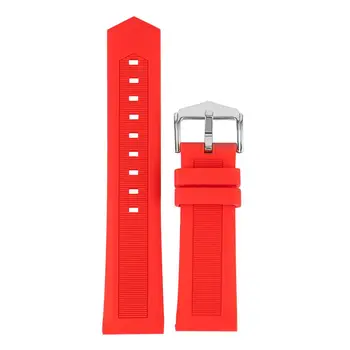

16/18/20/22/24/26/28MM Red Silica Gel Watch Strap, Practical Replacement Watches Band, Skillful Pin Buckle Wristwatch Strap