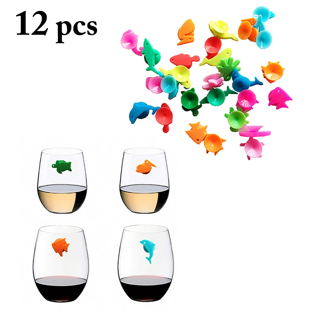 

12pcs Silicone Marine Animals Wine Glass Marker Creative Drinking Cup Identifier Party Cup Sign (Mixed Colors) Dropshipping
