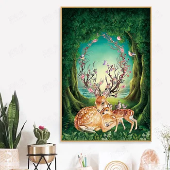 

Animal Deer DIY Cross Stitch Patterns Needlework Embroidery Kit Handwork Beginner Sewing Chinese Cross Stitch Home Decor DA60SZ