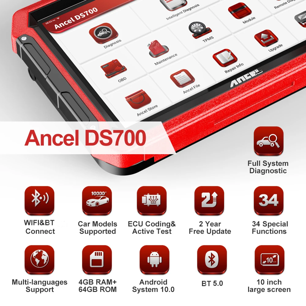 ANCEL DS700 OBD2 strumenti diagnostici sistema completo professionale controllo bidirezionale AF regolare DPF iniettore TPMS Scanner automobilistico