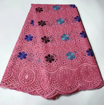 

5 yard Swiss lace fabric 2019 latest heavy beaded embroidery African cotton fabrics Swiss voile lace popular Dubai style