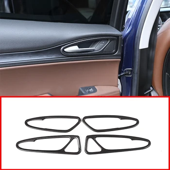 

4Pcs Carbon Fiber ABS Car Inside Door Handle Decorative Frame Trim for Alfa Romeo Stelvio 2017-2018 Car Accessories