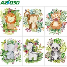 AZQSD Diamond Painting Lion Monkey Elephant Cross Stitch Full Drill Diamond Embroidery Cartoon Animal Mosaic Handmade Home Decor