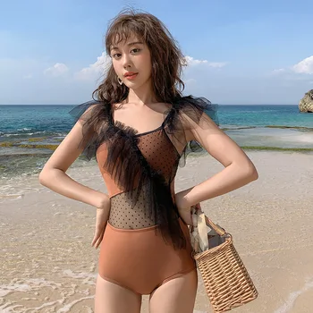 

Swimsuit One Piece Bikinis Female 2019 Women's Beach Outings 2018 Woman Bikini One-Piece Backless Hot Bathing Suit Solid Spandex