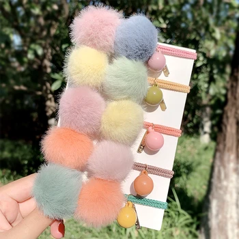 

Cute Colorful Hair Balls Elastic Hair Band For Women Girls Sweet Hair Ornament Ponytail Holder Headband Fashion Hair Accessories