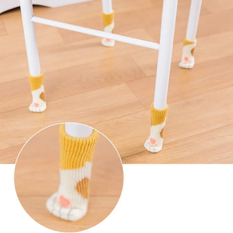 

New 4pcs Knitting Warm Chair Leg Mat Socks Home Furniture Leg Floor Protectors Non-slip Table Legs Cover Prevent Cat Scratching