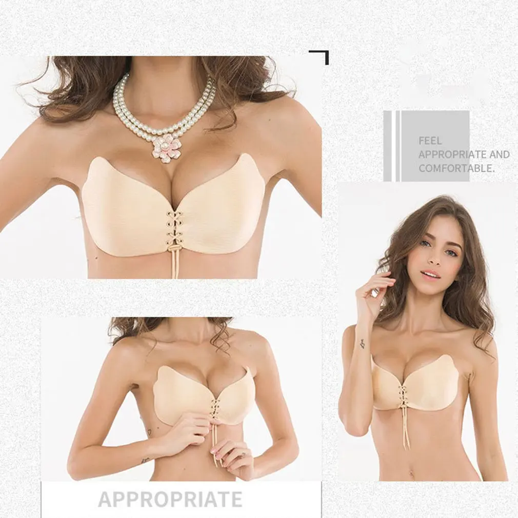 Drawstring Pull Invisible Chest Sticker Underwear Charming No Steel Ring Gathered Bra Ladies Traceless Bra Wedding Essential