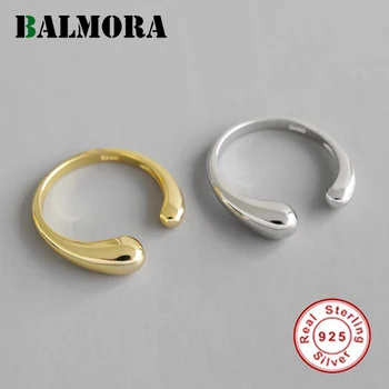 

BALMORA 100% Pure 925 Sterling Silver Rings For Women Girls Adjustable Open Finger Rings Water drop Ring Daily Jewelry Best Gift