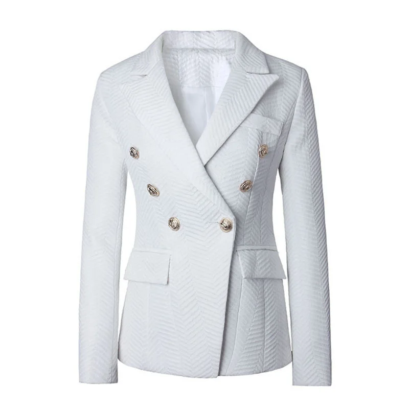 

Europe And America Spring And Autumn Hot Selling High Quality Suit Jacket Metal Lion's Head Buckle Double Breasted Small Suit We