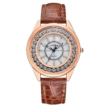 

HobbyLane Men Women Couple Diamond-bordered Waterproof Leather Belt Luminous Quartz Watch Wristwatch