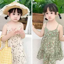 Новое Стильное платье с принтом для девочек, модные летние шифоновые платья для девочек 1-6 лет
