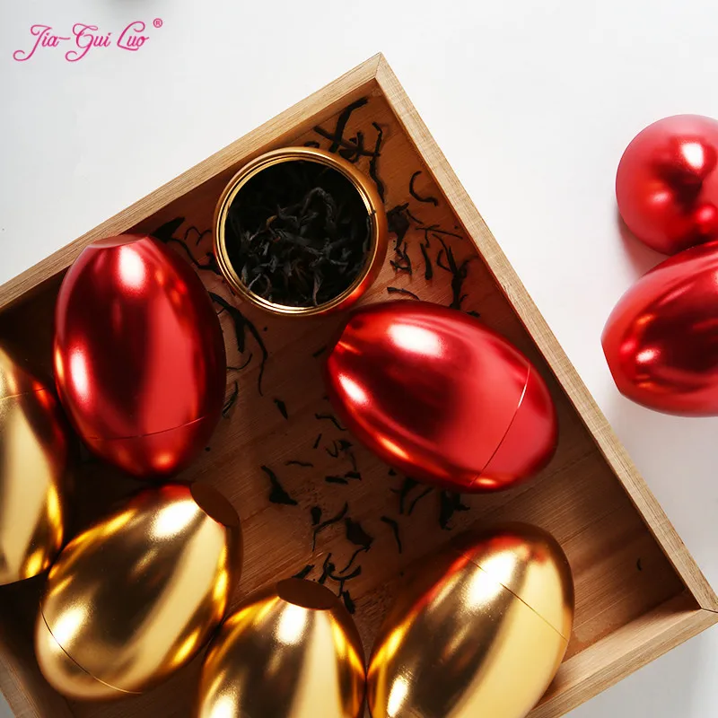 

JIA-GUI LUO Aluminum Egg Type Tea Box Tea Sealing Pot Dried Fruit Portable Travel Tea Caddy Tea Supplies D045