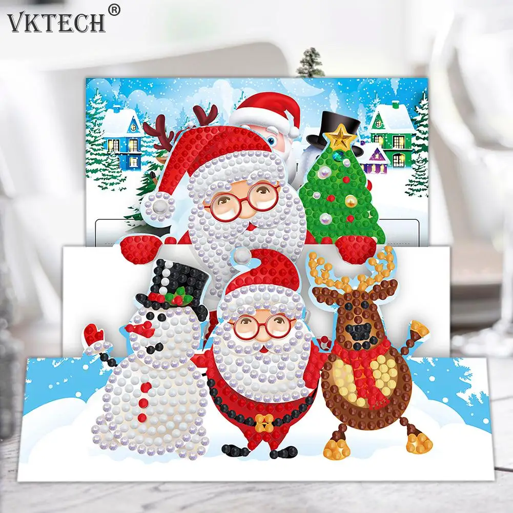 8pcs DIY Diamond Painting Greeting Card Special-shaped Part Drill Mosaic Merry Christmas Embroidery Kit Santa Xmas Postcards diamond painting diamond painting accessories