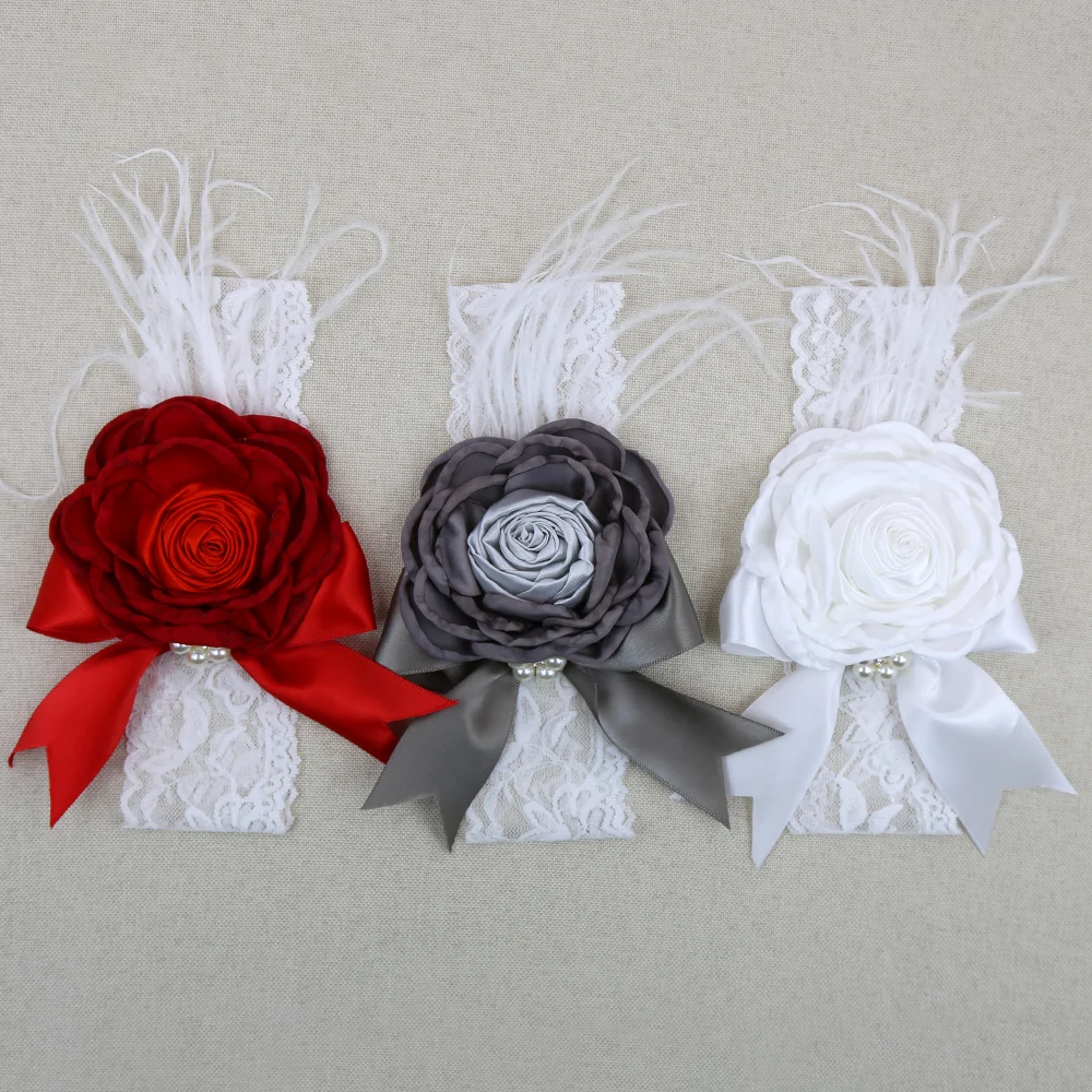 

Baby Girl Hair Accessories Vintage Headbands Feather Flower Matching Rhinestone Bow Lace Hairbands Newborn Photo Prop bebe fille