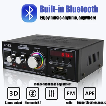 

220V HIFI Bluetooth 5.0 Digital Power Audio Amplifier Board 60WX2 Stereo AMP Amplificador Home Theater USB TF Card Player