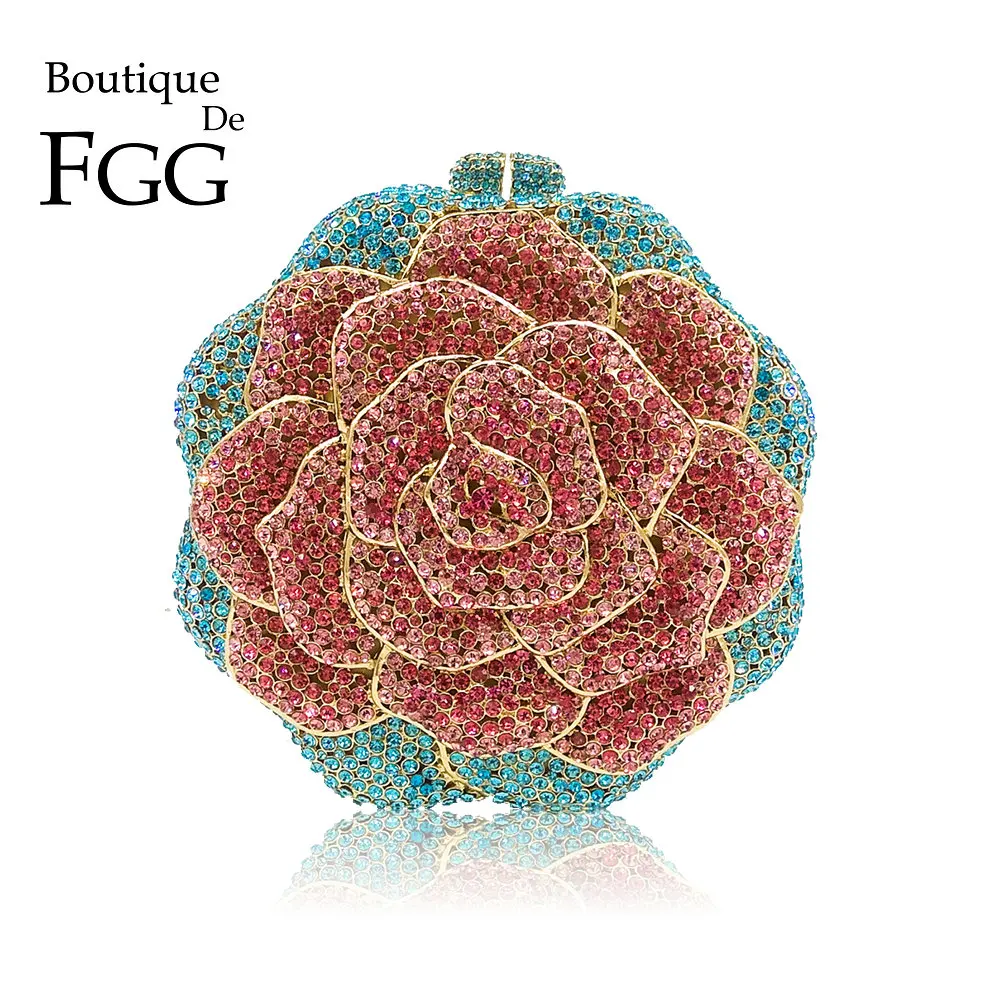 Женский Вечерний Клатч Boutique De FGG многоцветный клатч с кристаллами и розами сумка