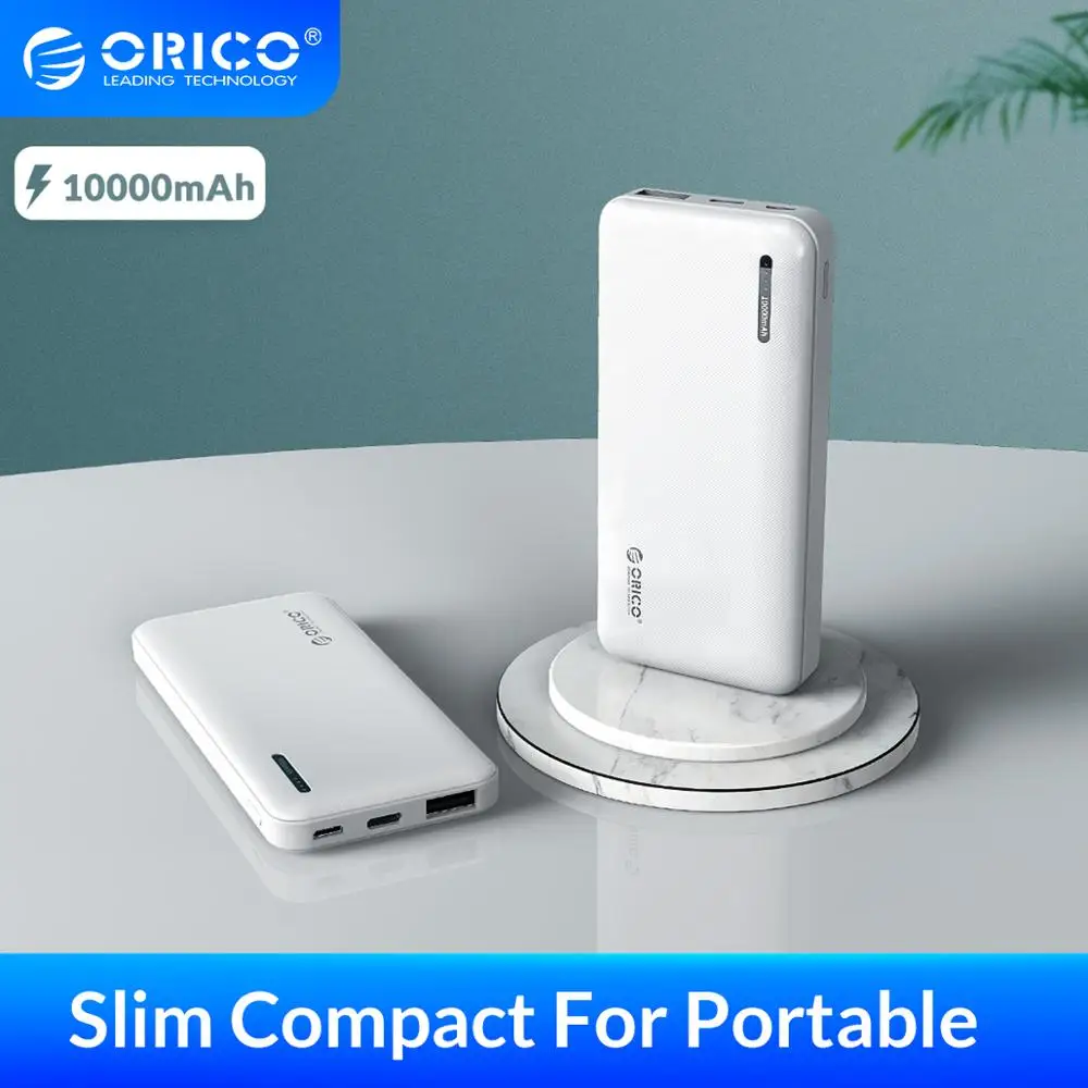 ORICO-Banco de energía compacto delgado para iphone, batería externa portátil para Xiaomi, tipo C, carga de batería