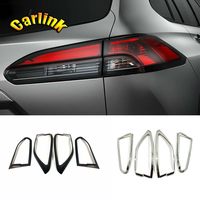 

ABS Chrome/Black For Toyota Corolla Cross SUV 2020 2021 Rear Back Lamp Tail Light Cover Trim Car Styling Accessories 4pcs