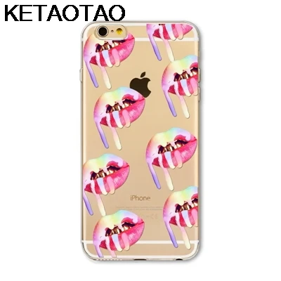 KETAOTAO граффити сексуальная девушка Кайли губы телефонные чехлы для iPhone 4S 5C 5S 6 6S 7 8 Plus X силиконовые прозрачные мягкие ТПУ чехлы - Цвет: Золотой