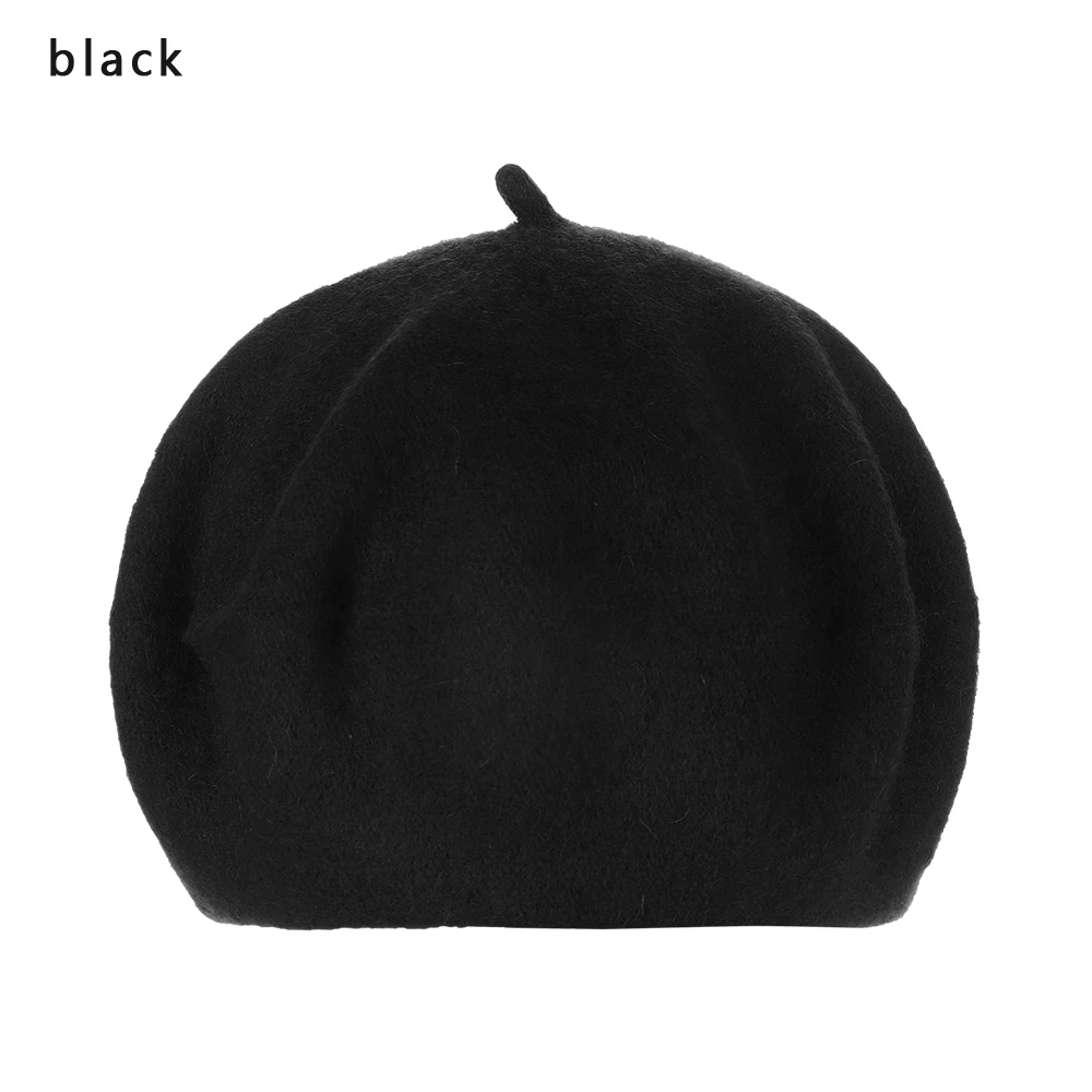 2-black 1 шт., осенне-зимний берет из искусственного кроличьего меха ярких цветов, Повседневная изящная утолщенная теплая шапка художника, французская плоская шапка - Цвет: 2-black