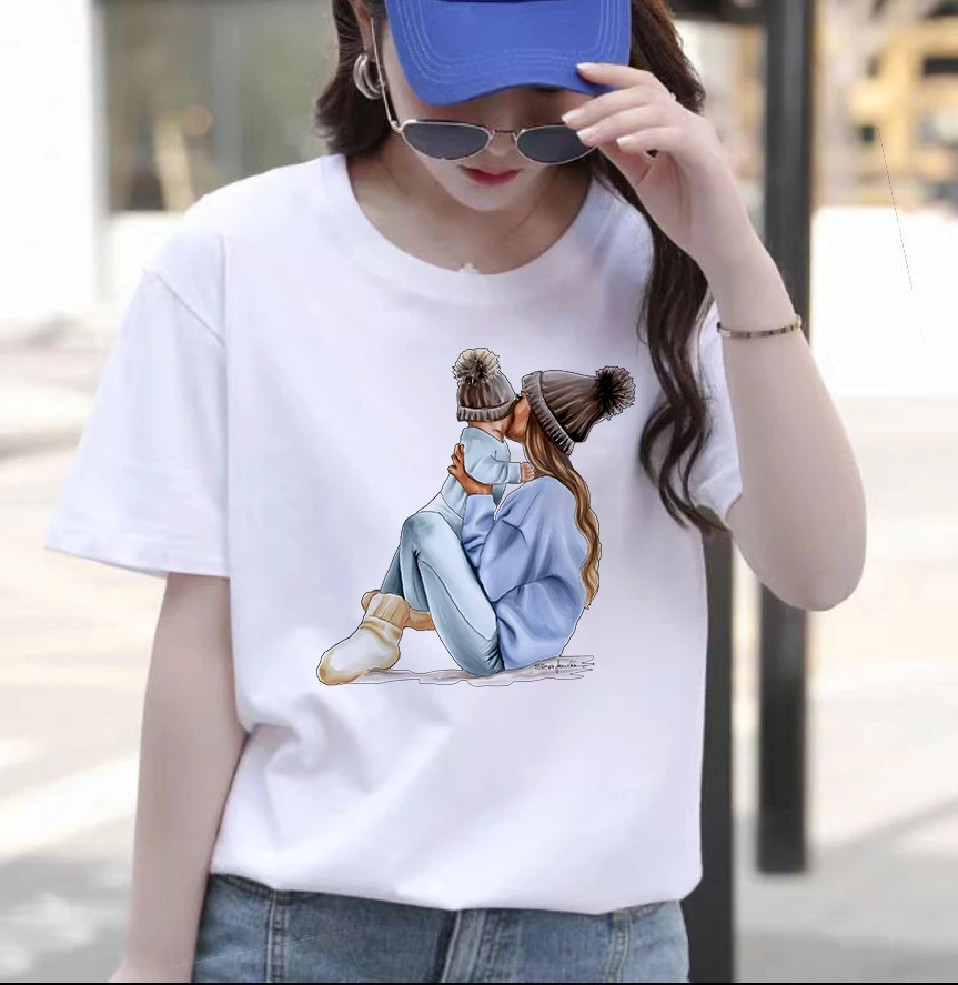 

Women's Fashion Top Intimate Mother Daughter Color Printed T-shirt Superman Mother Trend Harajuku T-shirt