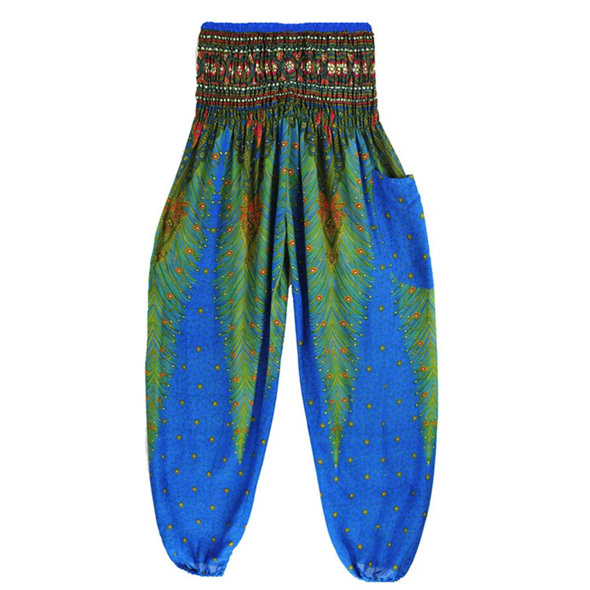 13Color Traditional Thai Costume Peacock Dress for Women Trousers Asia Clothes Thailand Fashion Yoga Adult Casual Trousers
