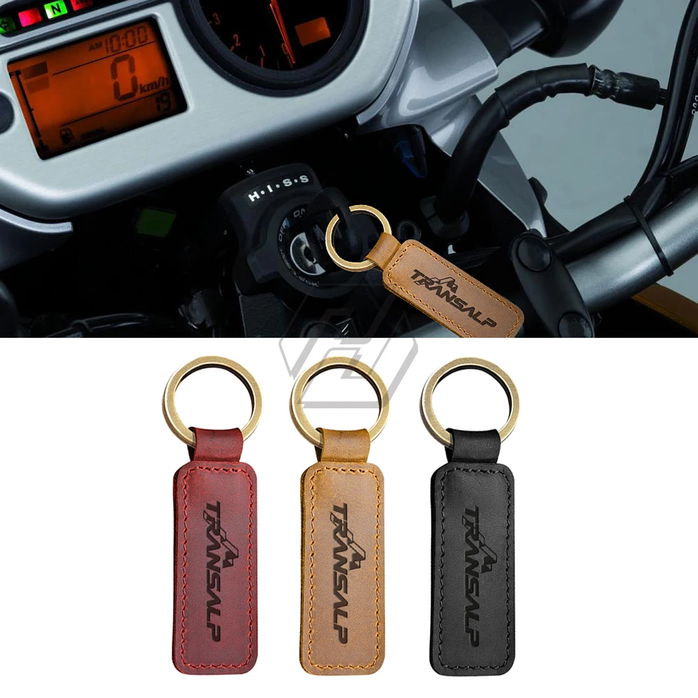 Motorcycle Cowhide Keychain Keyring Case for Honda XL700VA XL600V 400V Transalp