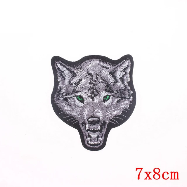 Wolf Head Iron on Patches for Clothing DIY Embroidery Stripe on Clothes Animal Sequin Applique Badge Applique Cloth Fabric Craft 1208