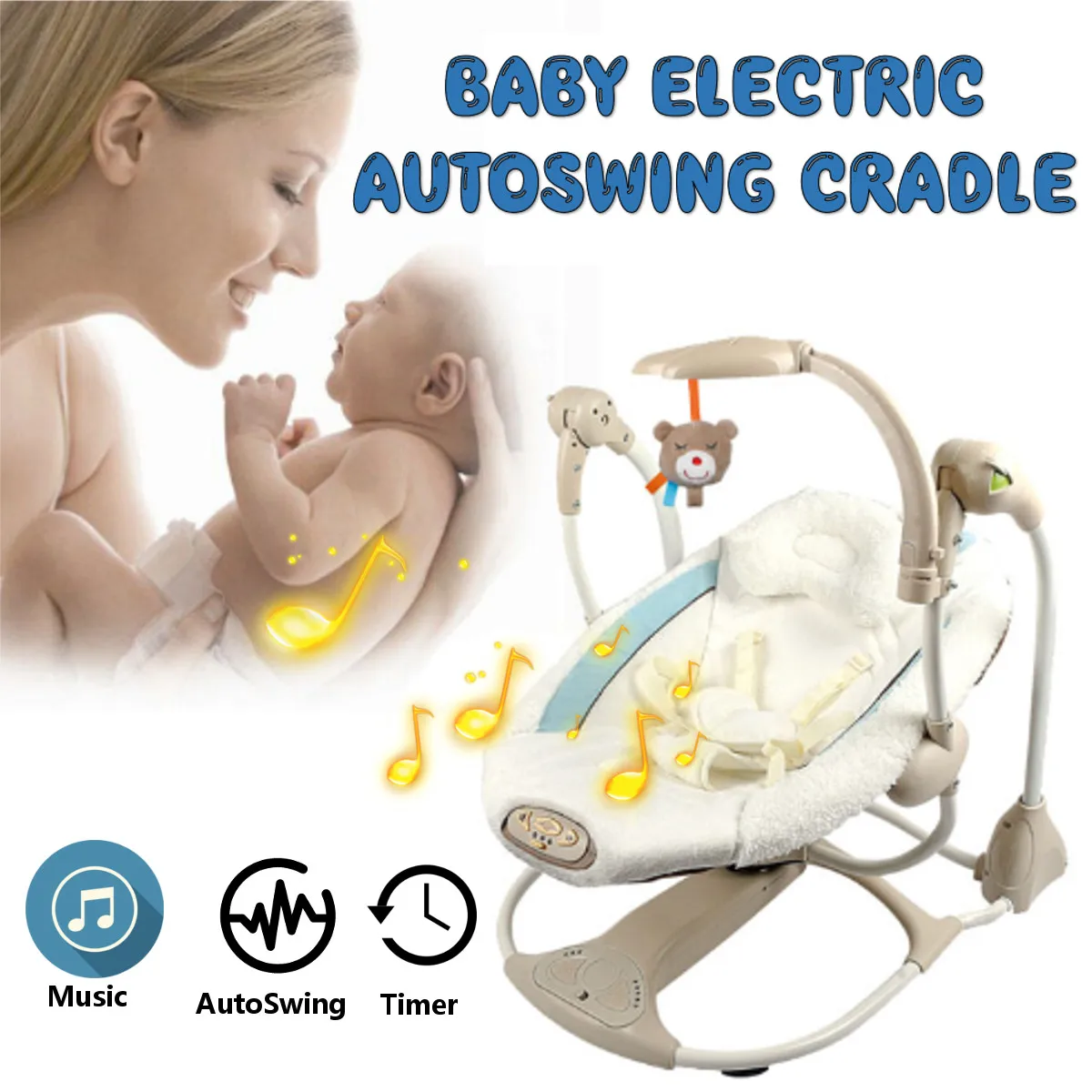

Newborn Gift Multi-function Music Electric Swing Chair Infant Baby Rocking Chair Comfort BB Cradle Folding Baby Rocker Swing