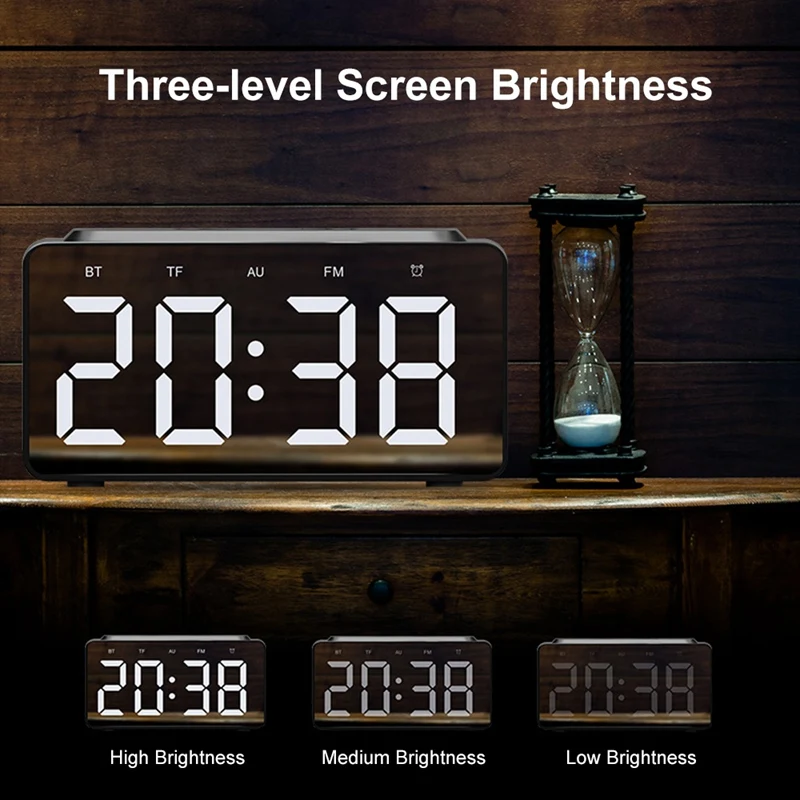 AAAE Top-Bt-508 Wireless Bluetooth 5.0 Speakers Time Screen Display Double-Horn Subwoofer Alarm Clock Wireless Phone Charging Su