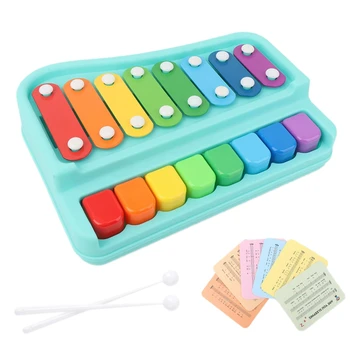 

MOOL 2In1 Baby Kid 8-Note Xylophone Musical Toys Wisdom Development Notes Hand Knock Piano Brain Game Music Toy Green