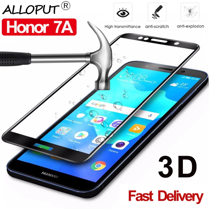 3D закаленное стекло Honor 7A Huawei Y5 Y6 2018 черная цветная защитное на хуавей у6 huawei y6