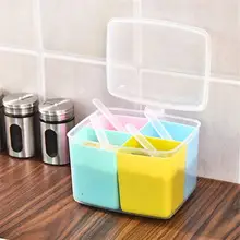 Съемные кухонные инструменты Пластиковые 4 сетки соль емкость для приправ коробка для хранения LN