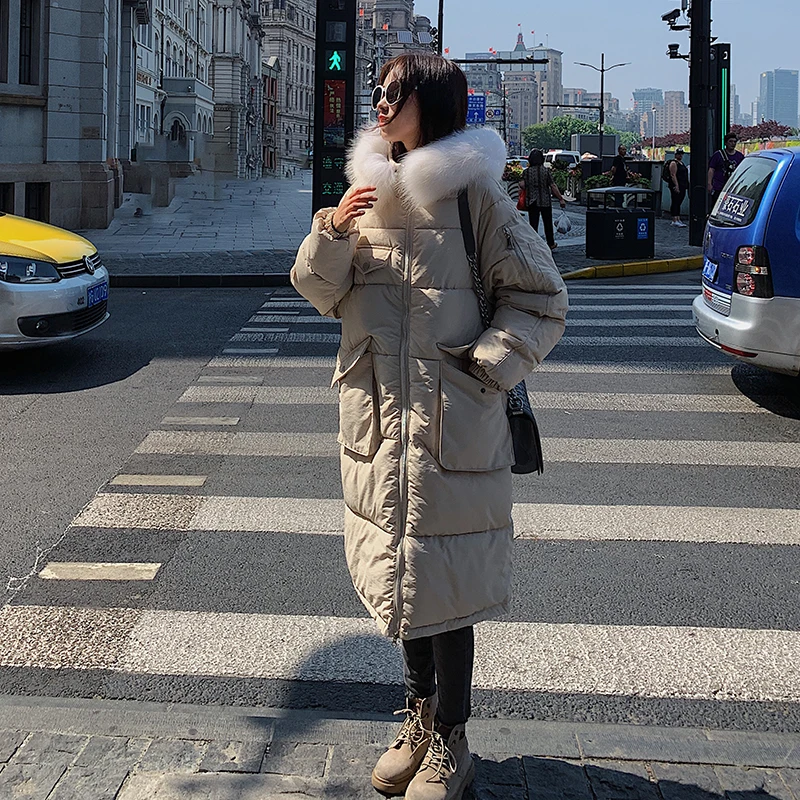 Меховой воротник зимний женский с капюшоном пальто утепленная теплая длинная куртка женская верхняя одежда прямая Парка женская chaqueta feminino