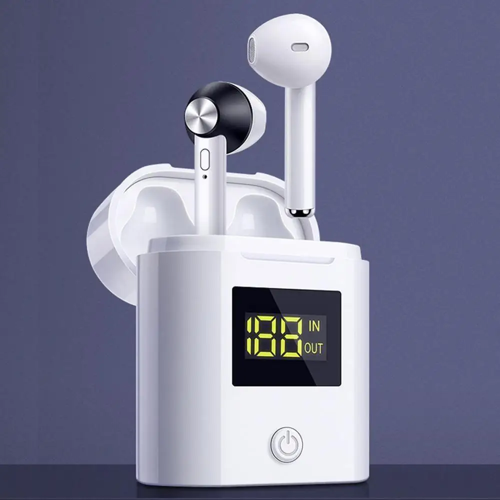 

Wireless Bluetooth Earphone With Microphone LED Display Powerful Mobile waterproof phone earphons Headsets