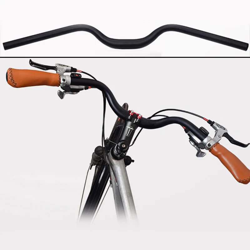 Guidão de Andorinha de Bicicleta tipo m Peça de Bicicleta com Liga de Alumínio Preta e Retrô Confortável para Cidade e Estrada de Alta Qualidade 31.8*640mm
