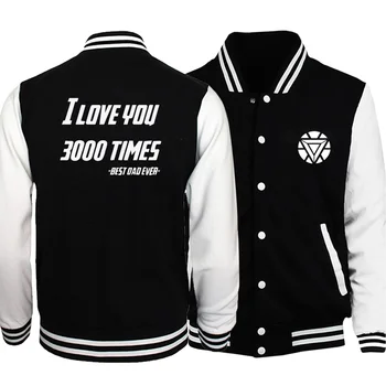 

The Avengers 4 Iron Man print black White baseball jackets I Love You 3000 Printed coats Streetwear 2020 Male Bomber Jacket Coat