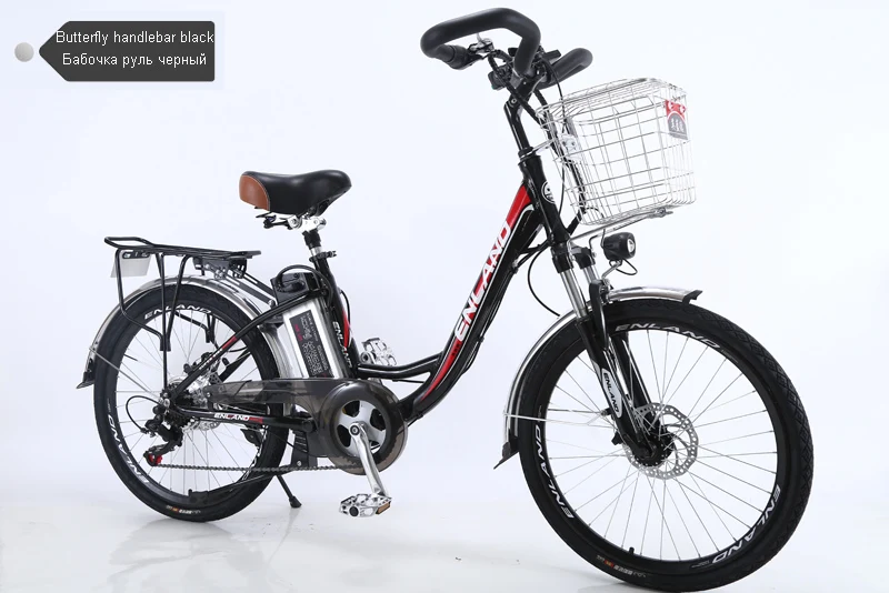 Butterfly black 10ah 24 дюйма Электрический велосипед из алюминиевого сплава Байк, способный преодолевать Броды литиевая батарея для электрического велосипеда с регулируемой скоростью передние и задние дисковые тормоза - Цвет: Butterfly black 10ah